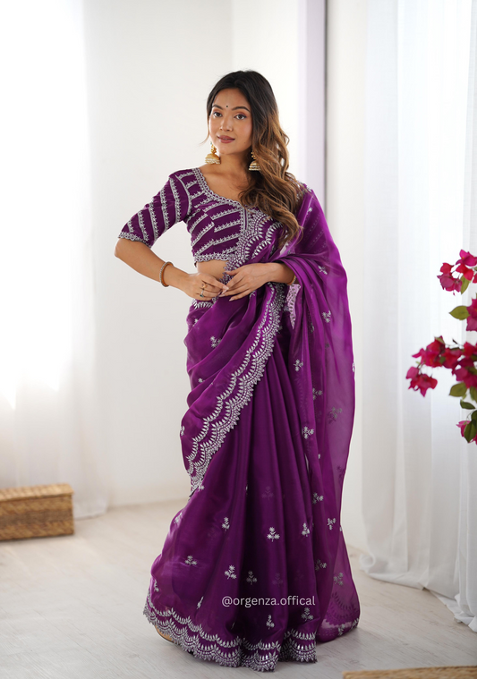 Soft jimmy Choo Silk Saree With Sequence Work - Orgenza Store