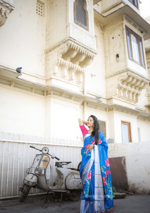 Tussur Satin Silk Saree With Triangle Print - Orgenza Store - digisoch