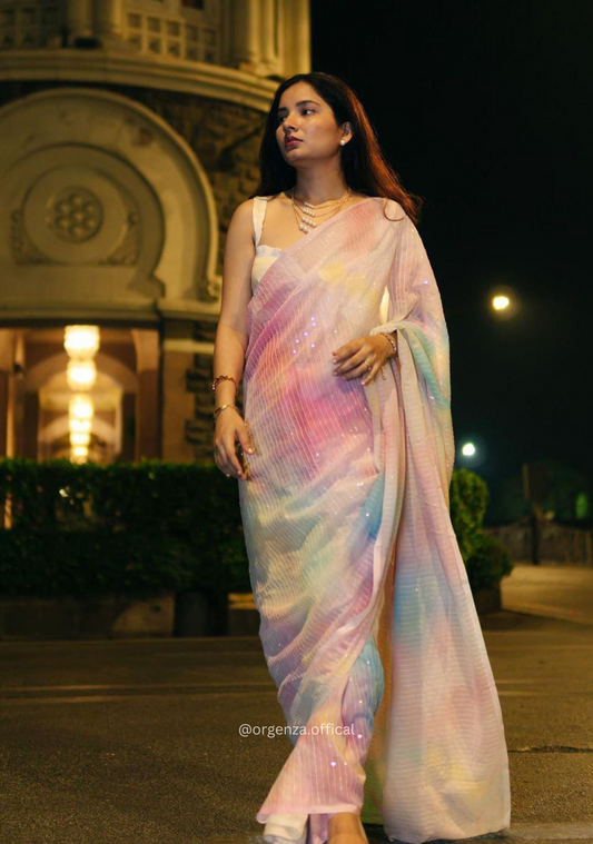 Multi Colour Georgette Silk Saree