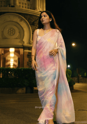 Multi Colour Georgette Silk Saree - Orgenza Store - digisoch
