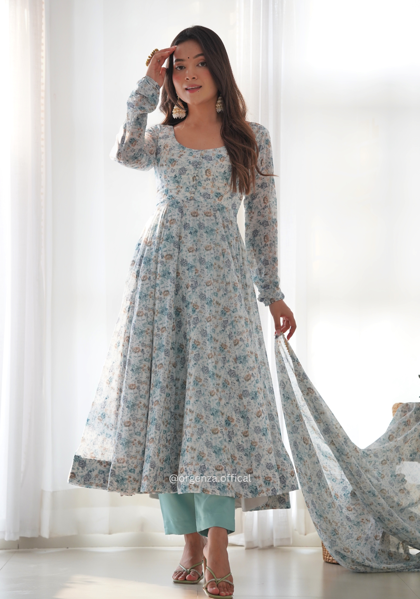 Pure Chiffon Floral Print Kurti Set - Orgenza Store
