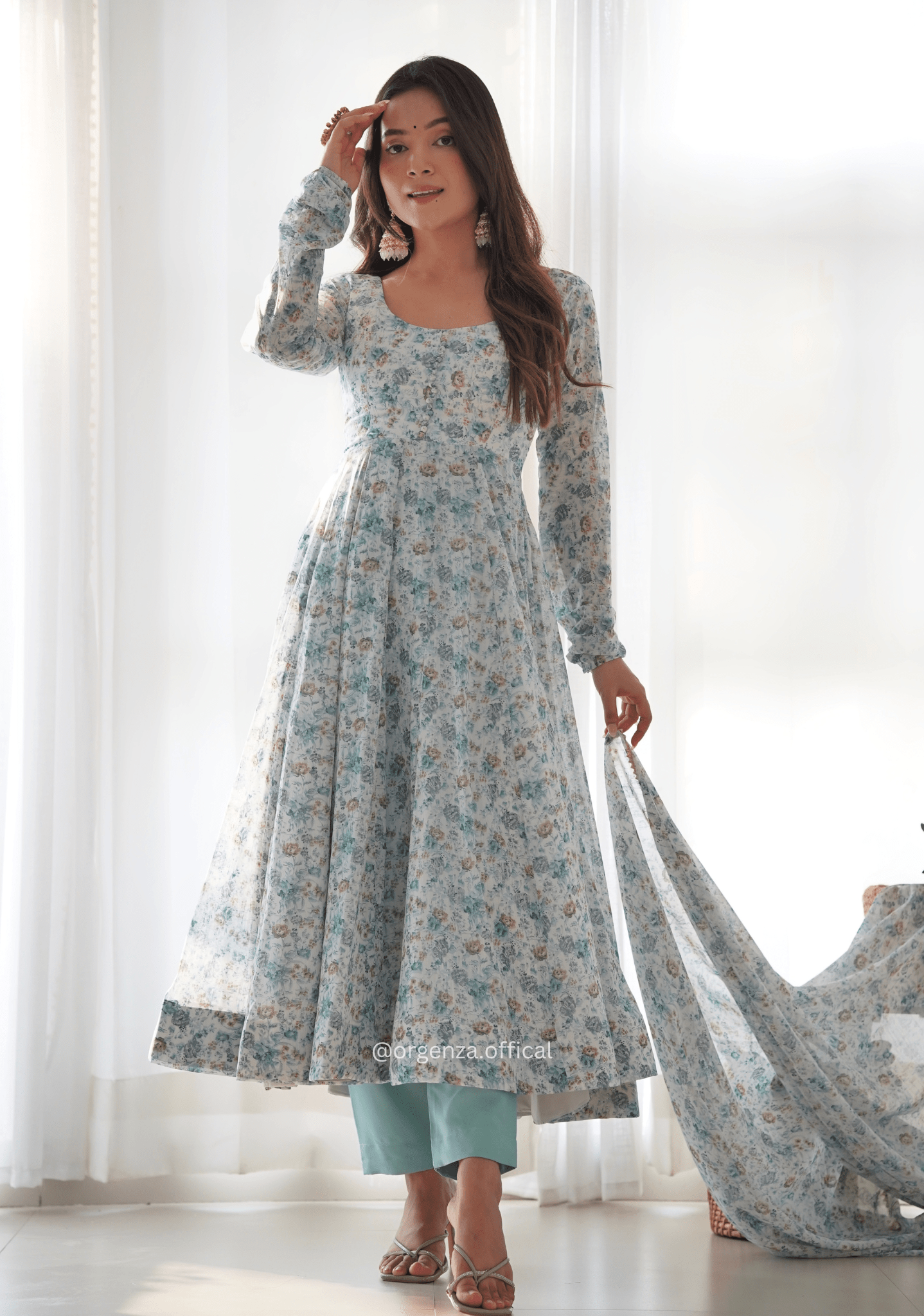 Pure Chiffon Floral Print Kurti Set - Orgenza Store - digisoch