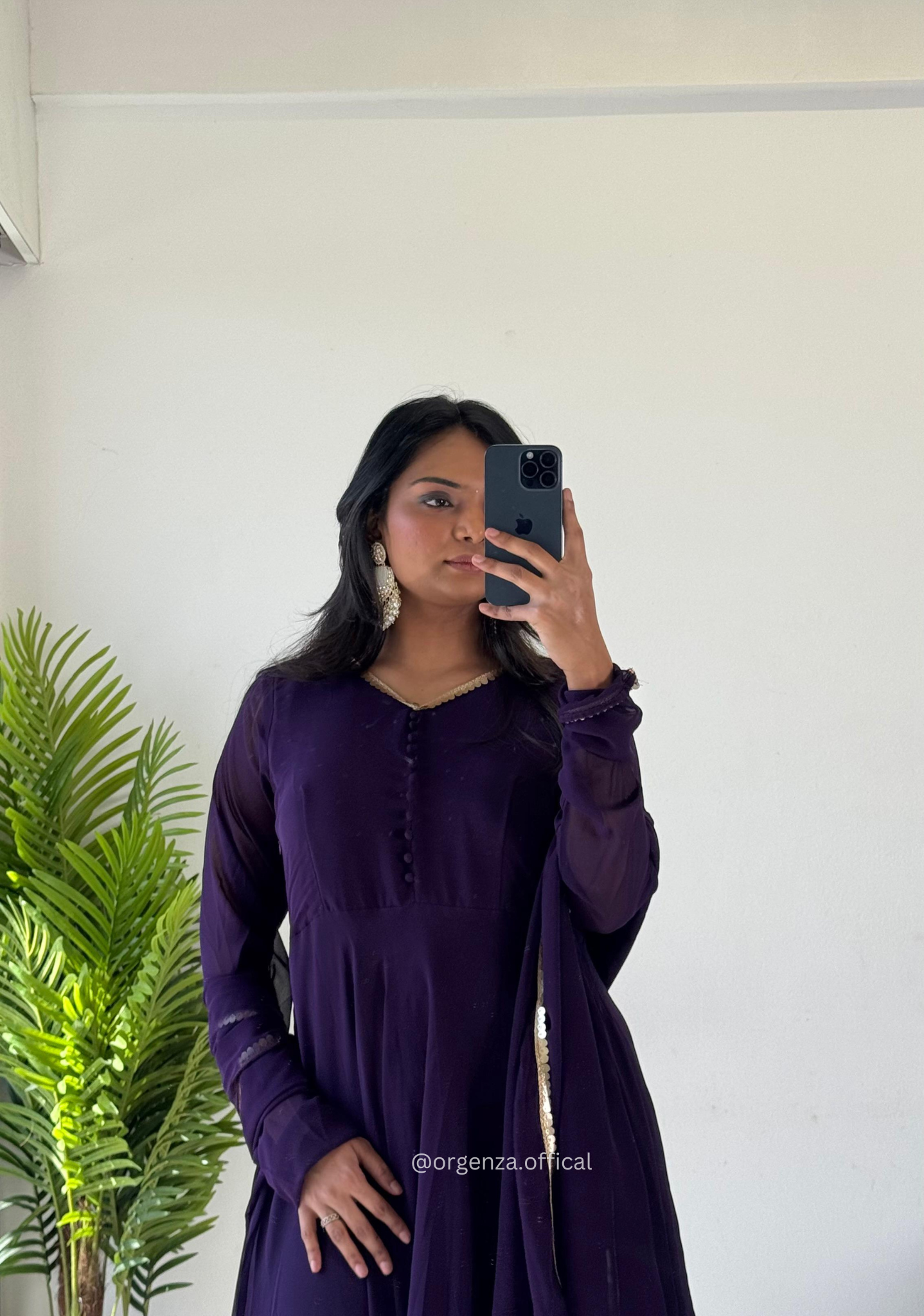 Purple Colour Pure Georgette Gown - Orgenza Store