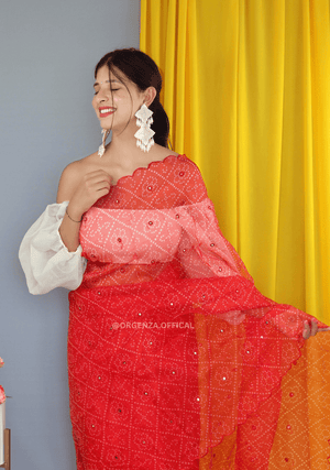 Pure Organza Saree With Bandhani Print - Orgenza Store - digisoch