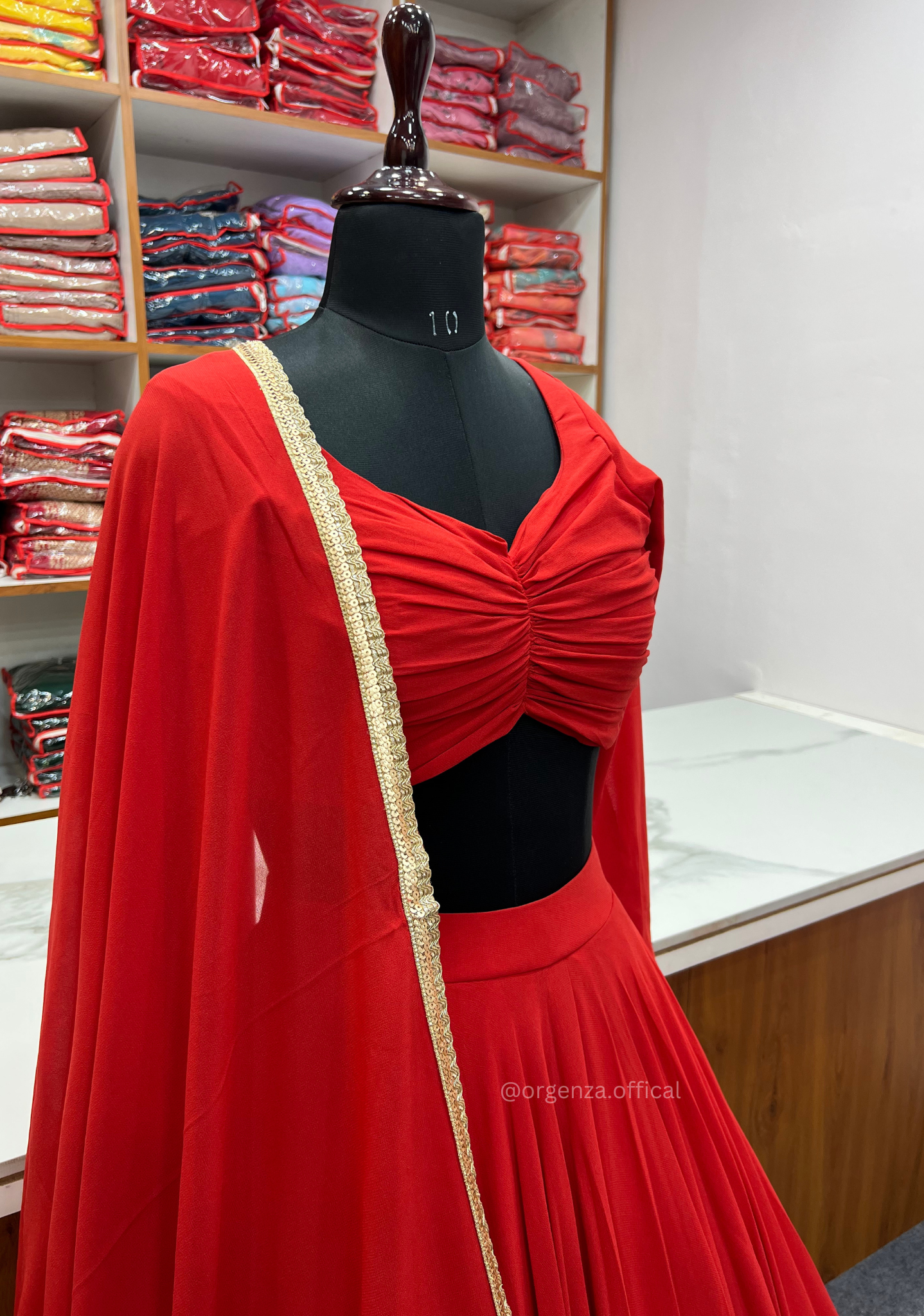 Red Colour Georgette Lengha Choli - Orgenza Store