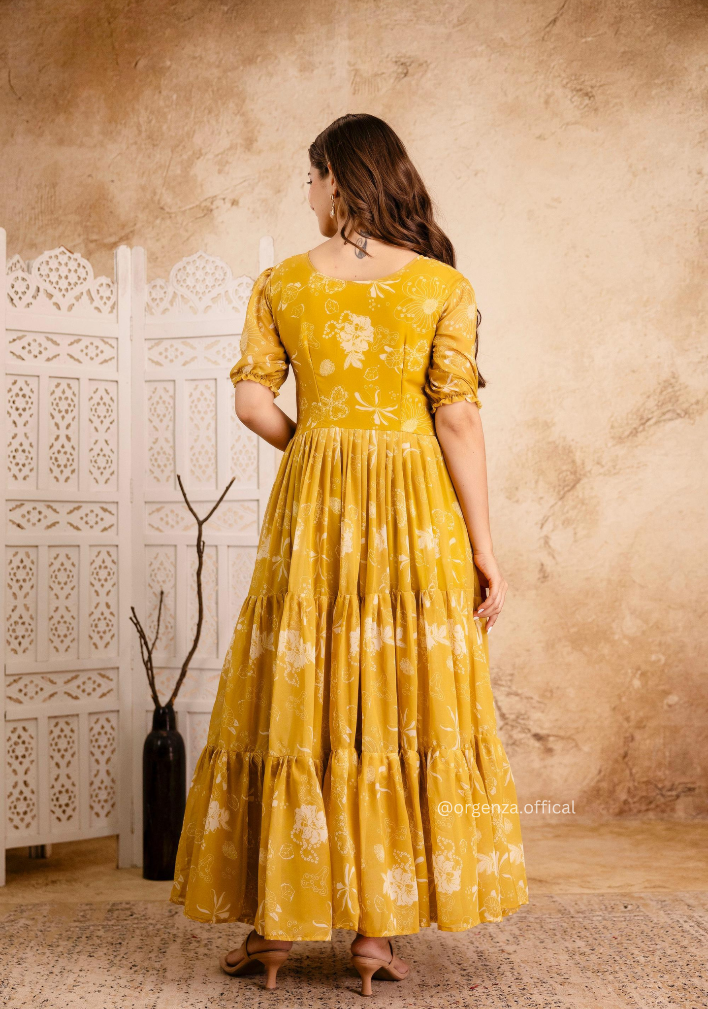 Yellow Colour Georgette Digital Print Maxi - Orgenza Store