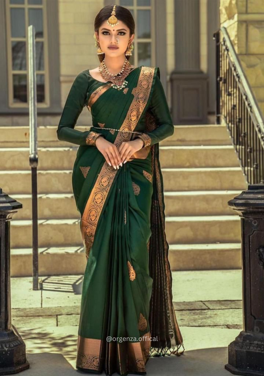 Lichi Silk Saree With Jacquard Zari Work