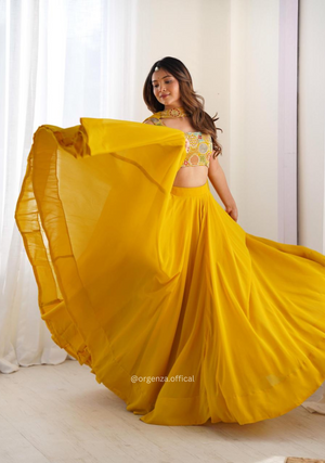 Yellow Colour Georgette Lengha Choli - Orgenza Store