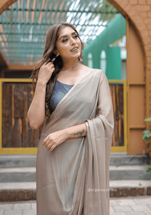 Plain Light Brown Colour Lining Sitara Georgette Saree - Orgenza Store - digisoch