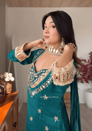 Fendy Silk Mirror Work Sharara Suit Set | Designer Ethnic Wear for Women | Ready to Wear - Orgenza Store - digisoch