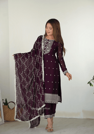Rangoli Fabric Straight Fit Kurta With Dupatta Set - Orgenza Store - digisoch