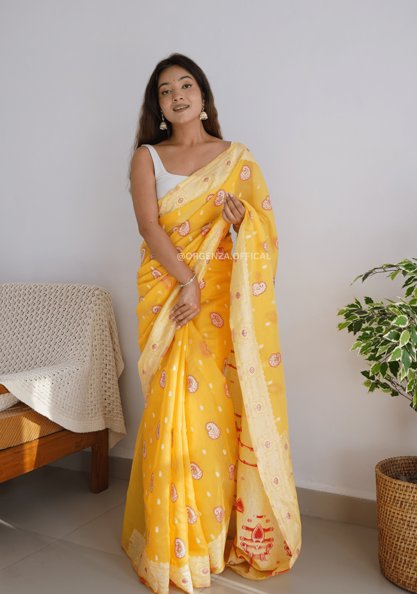 Pure Span Linen Silk Saree With Multi Thread - Orgenza Store - digisoch