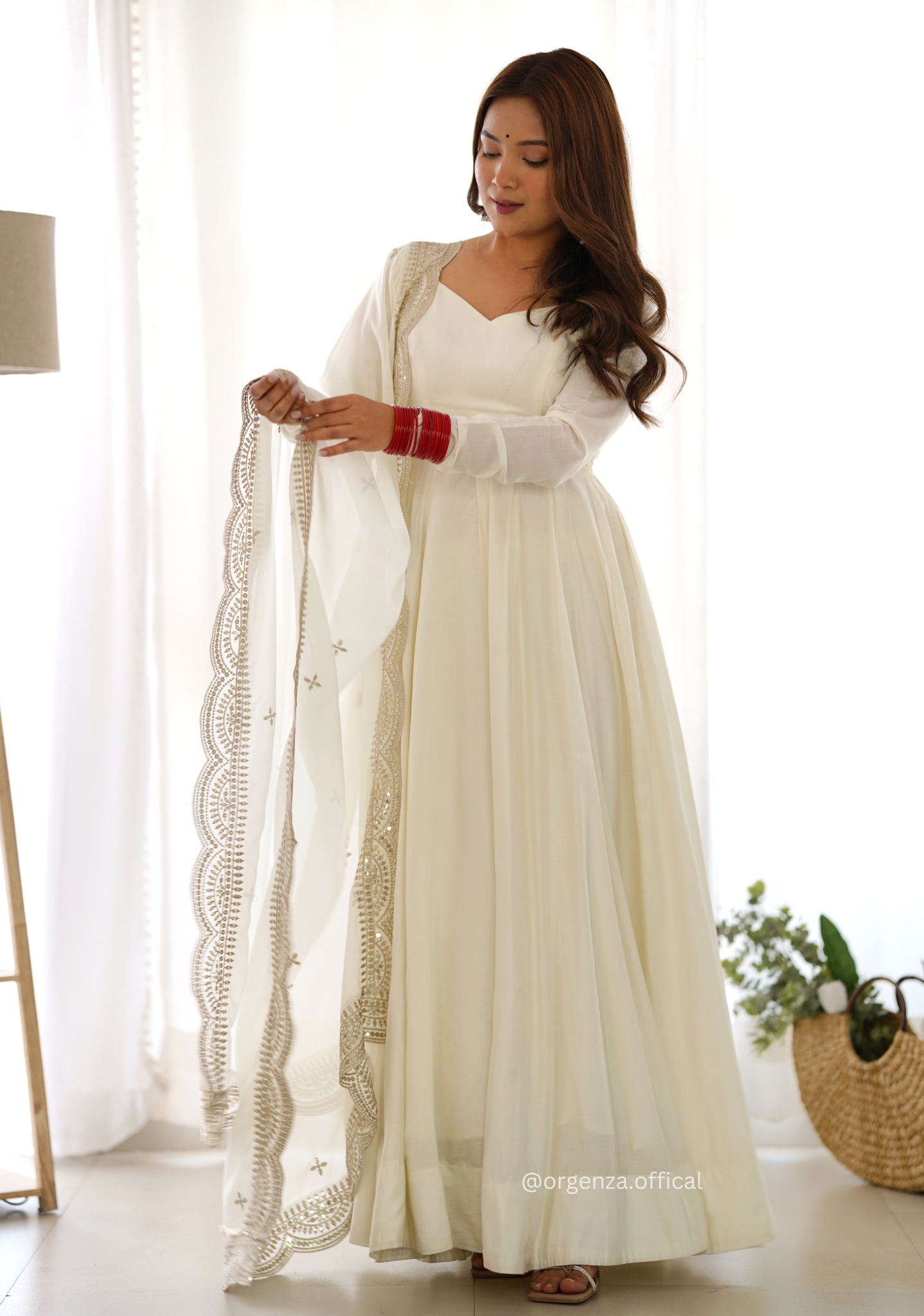 Roman Silk Chanderi Plain Anarkali Kurti - Orgenza Store