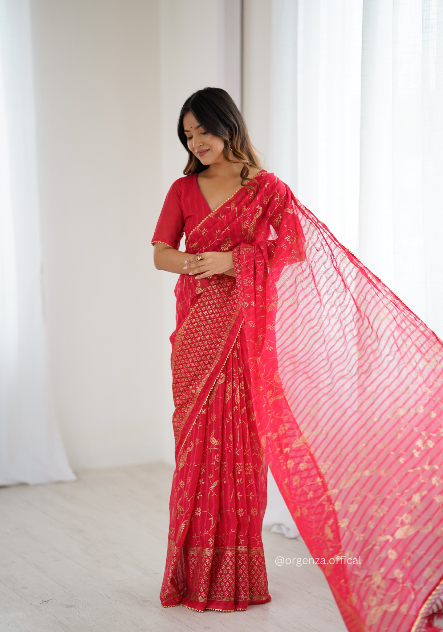 Red Colour Georgette Silk Saree