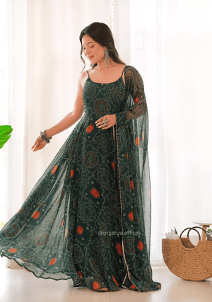 Pure Chiffon Bandhani Gown - Orgenza Store - digisoch