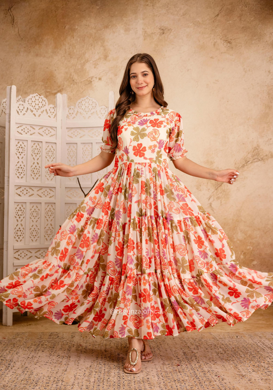 Multi Colour Georgette Digital Print Maxi - Orgenza Store