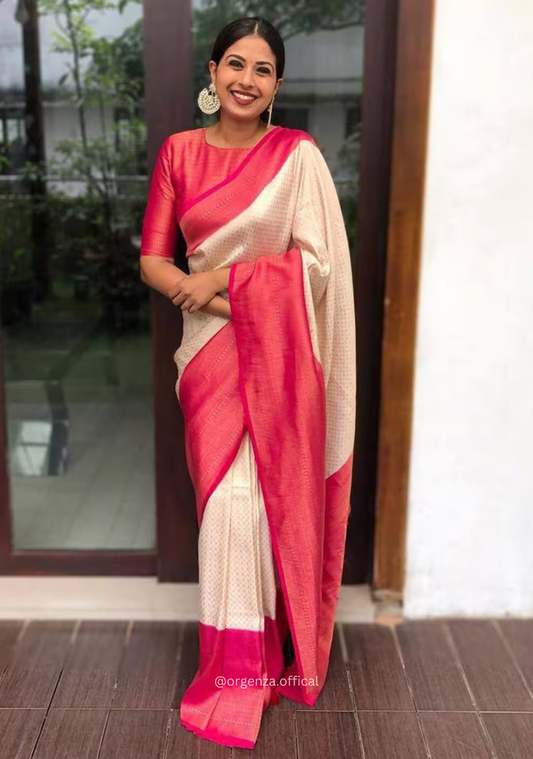 Lichi Silk Saree With Jacquard Zari Work