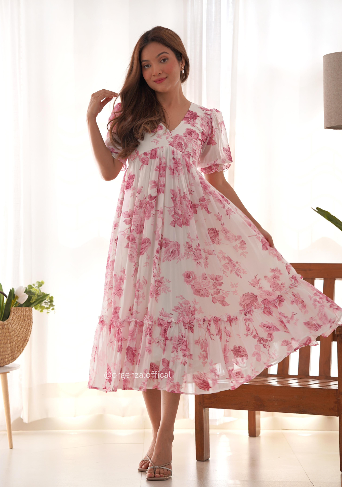 Pink Colour Georgette One Piece Dress - Orgenza Store