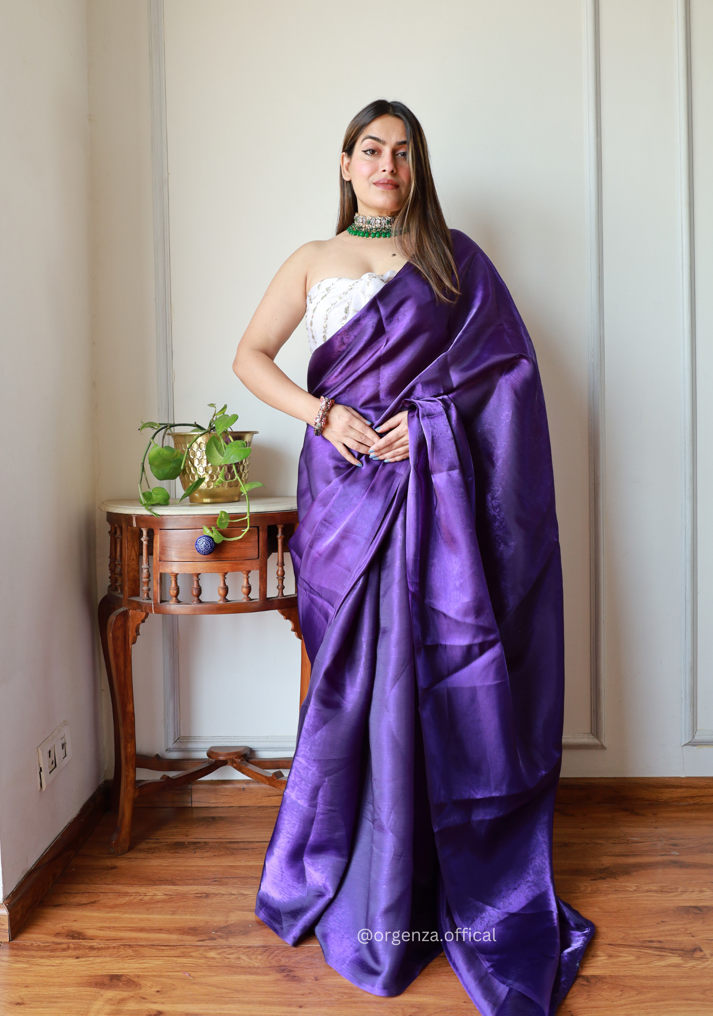 Plain Purple Colour Jimmy Choo Saree - Orgenza Store