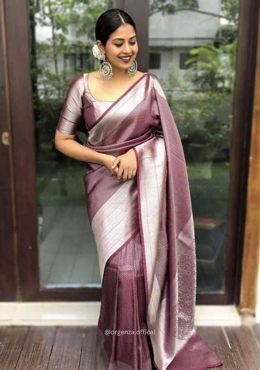 Lichi Silk Saree With Jacquard Zari Work