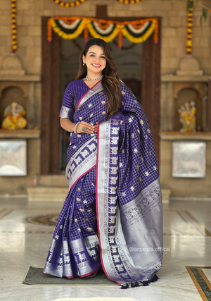 Blue Colour Silk Saree With Gold And Silver Zari - Orgenza Store