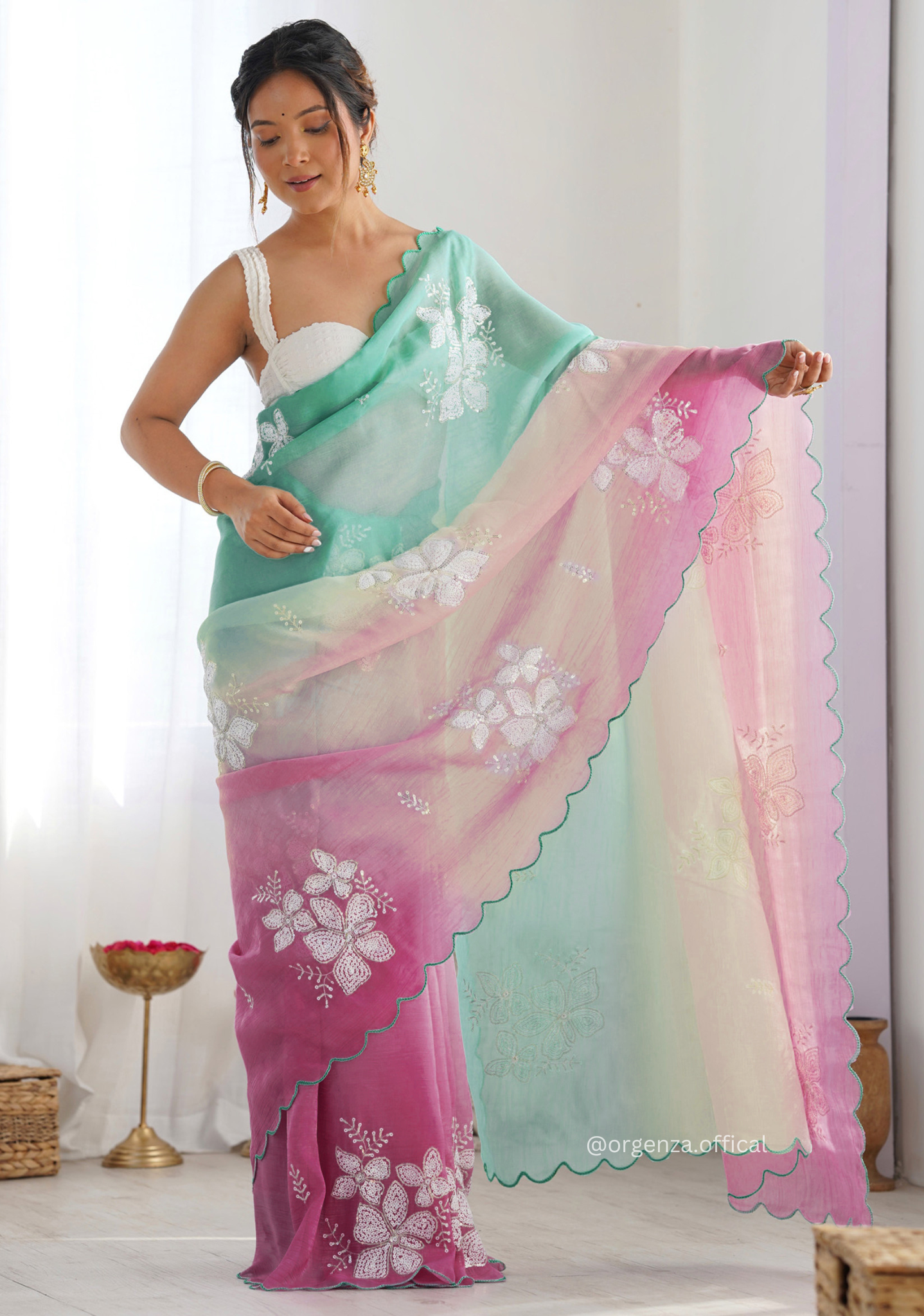 Rama Bit Gold Crush Silk Saree