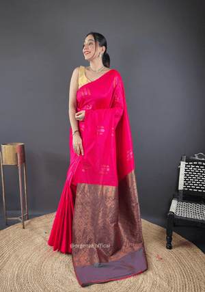 Pink Colour Silk Saree With Zari Weaving - Orgenza Store