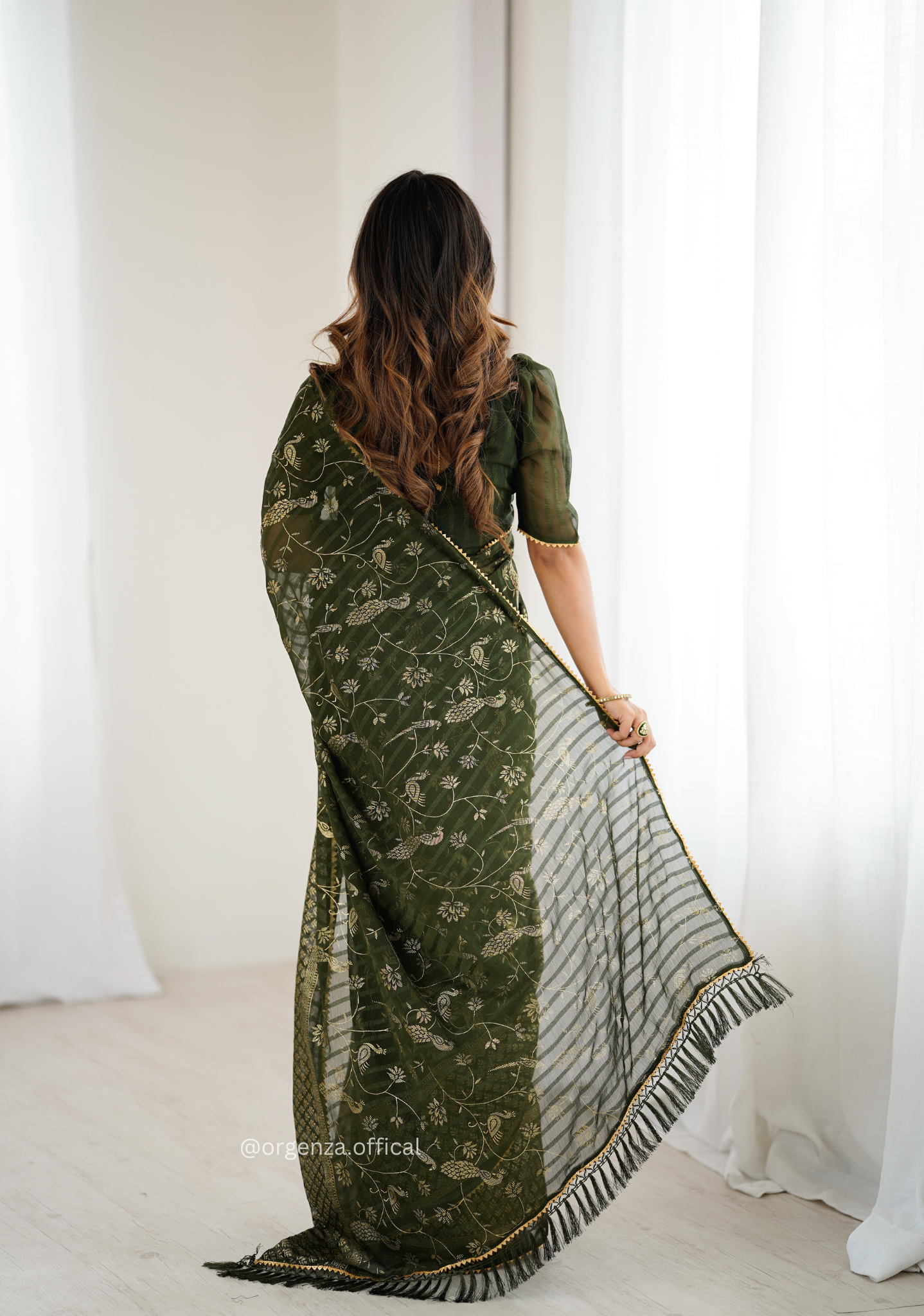 Mehendi Colour Georgette Silk Saree