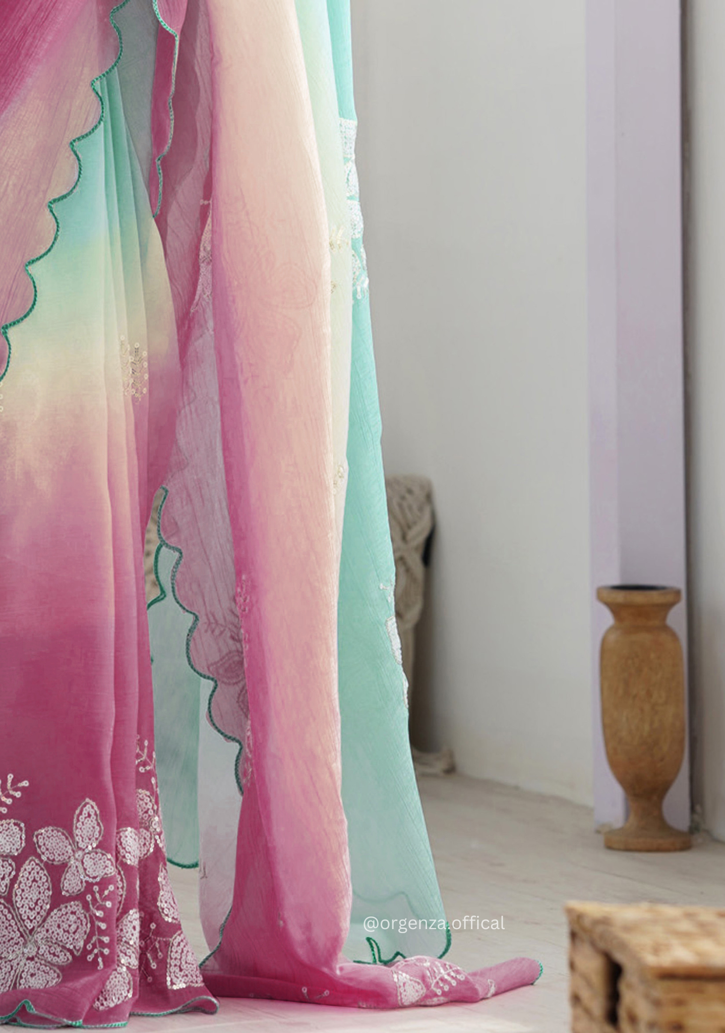 Rama Bit Gold Crush Silk Saree