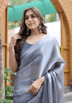 Plain Grey Colour Jimmy Choo Saree - Orgenza Store - digisoch