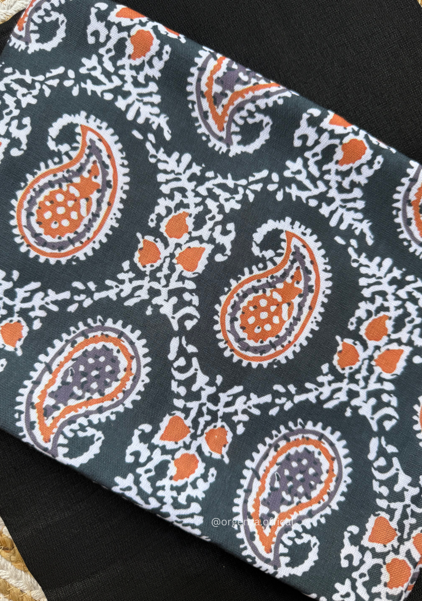 Black Colour Cotton Saree With Mango Print Blouse