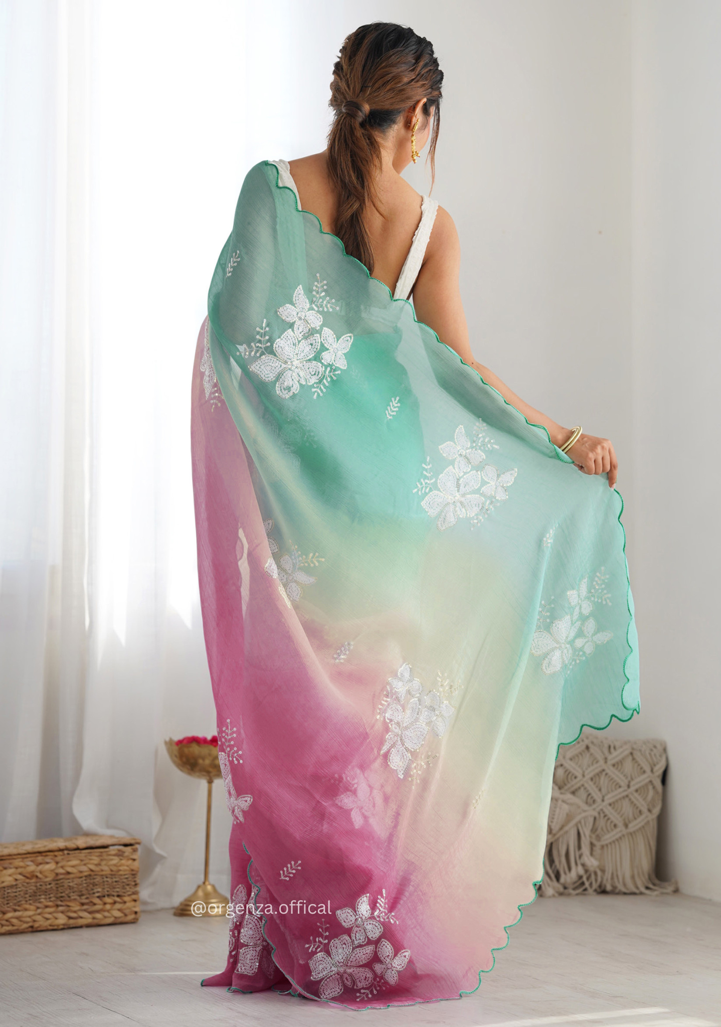 Rama Bit Gold Crush Silk Saree