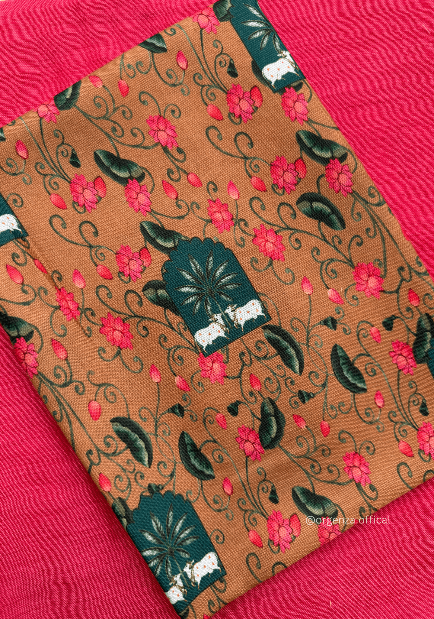 Pink Colour Cotton Saree With Cow Print Blouse - Orgenza Store - digisoch