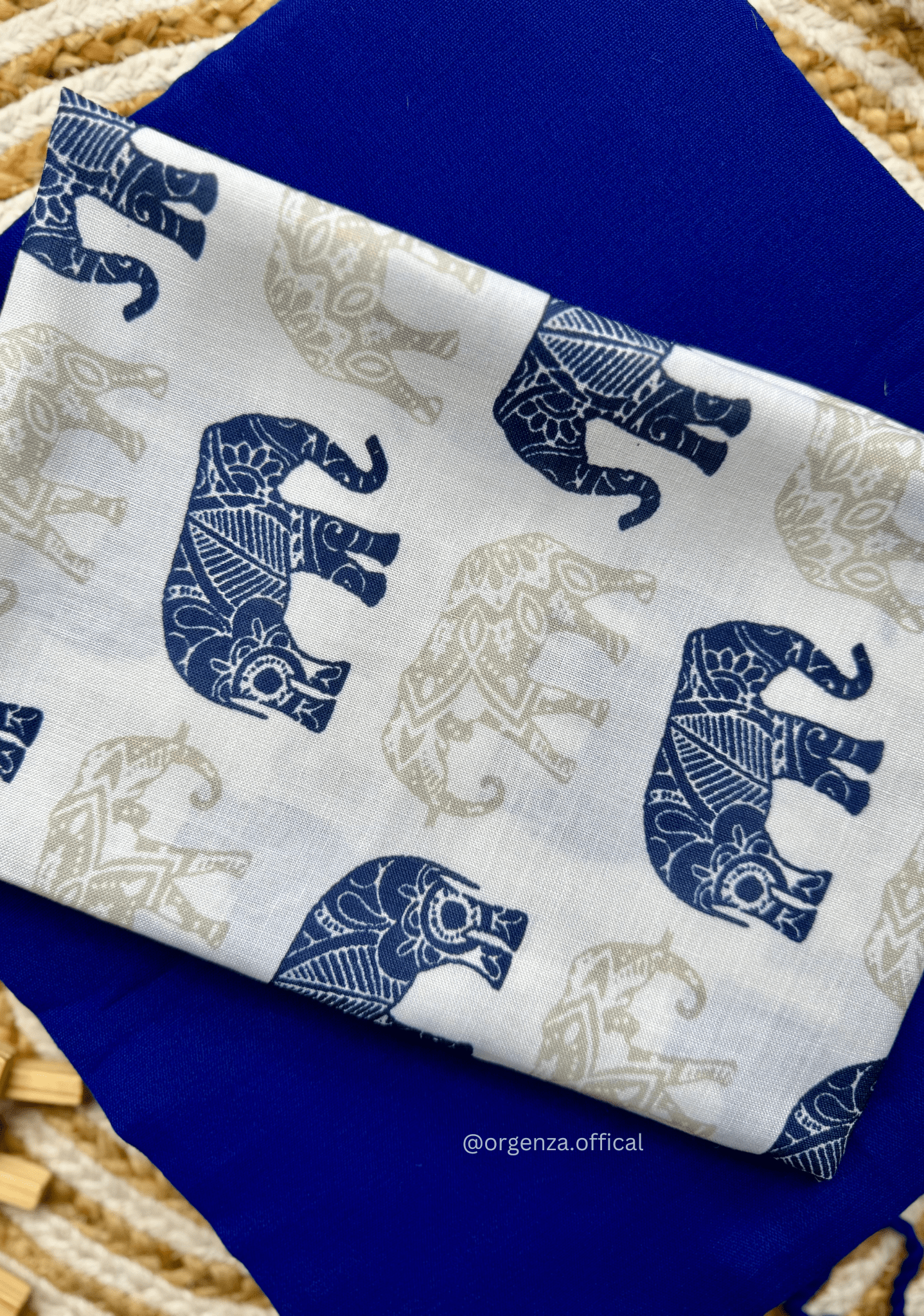 Blue Colour Cotton Saree With Elephant Print Blouse