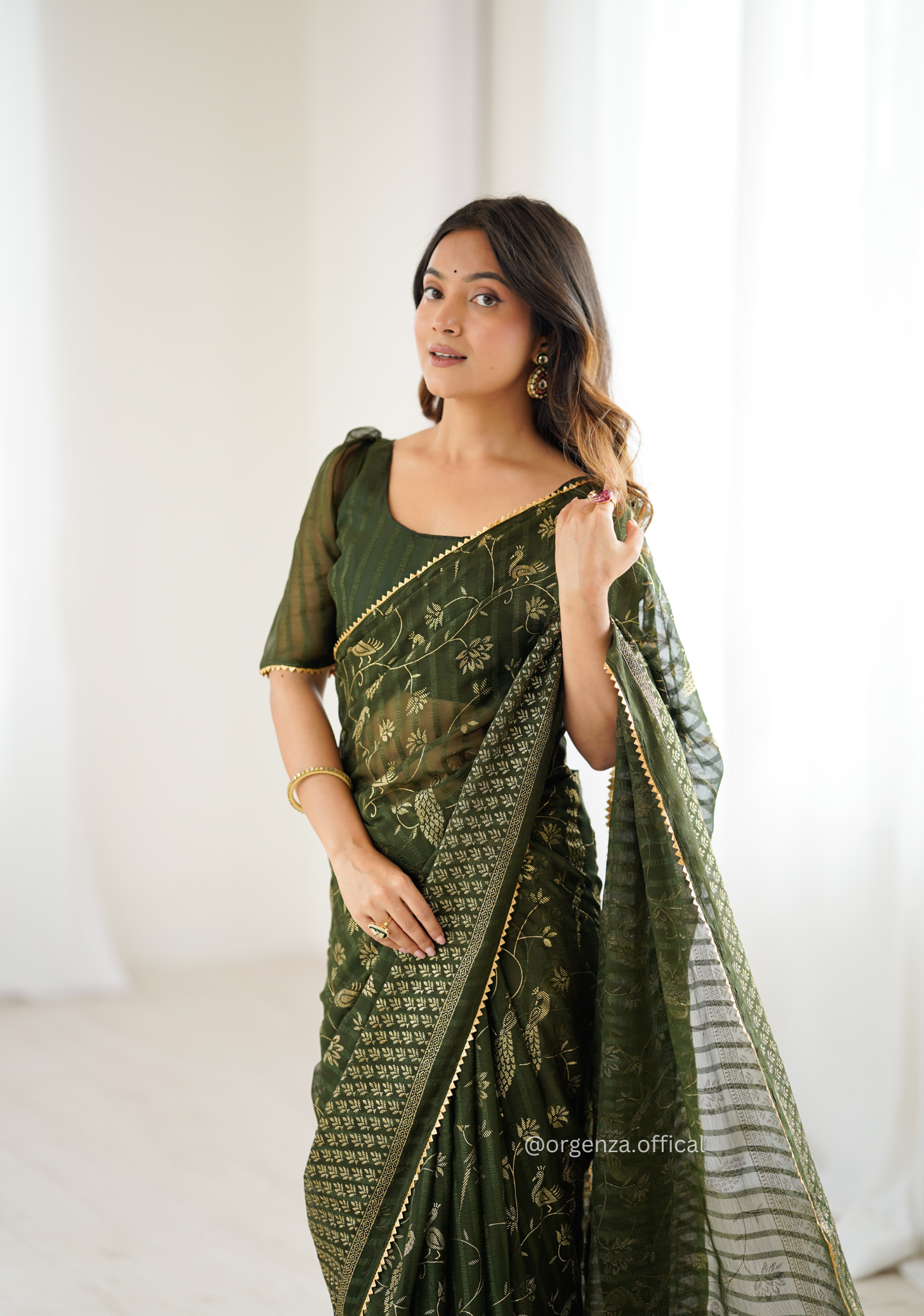 Mehendi Colour Georgette Silk Saree