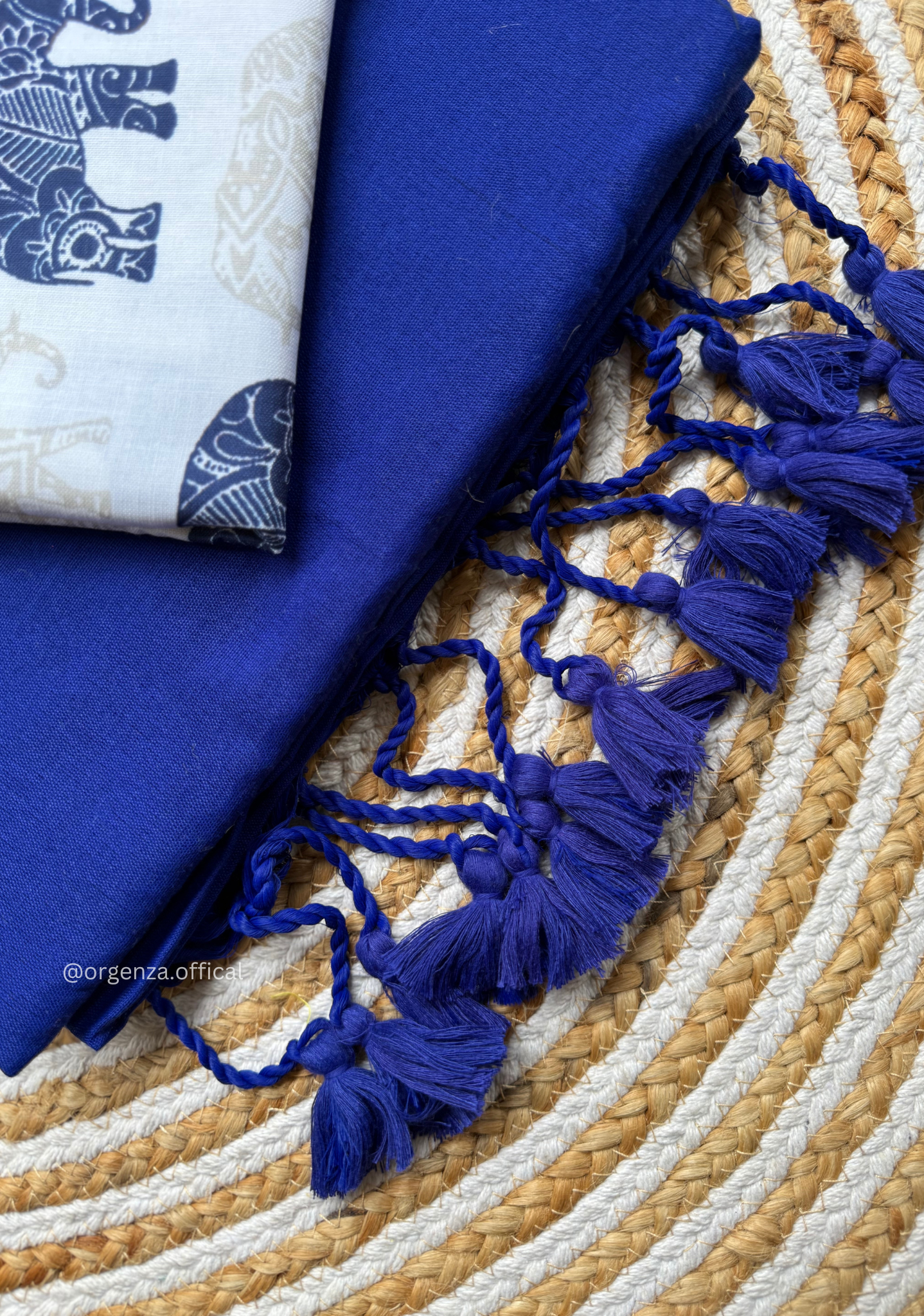 Blue Colour Cotton Saree With Elephant Print Blouse