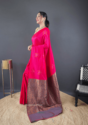 Pink Colour Silk Saree With Zari Weaving - Orgenza Store