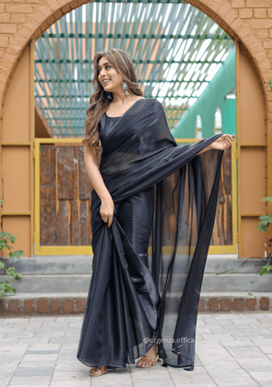 Plain Black Colour Jimmy Choo Saree - Orgenza Store - digisoch