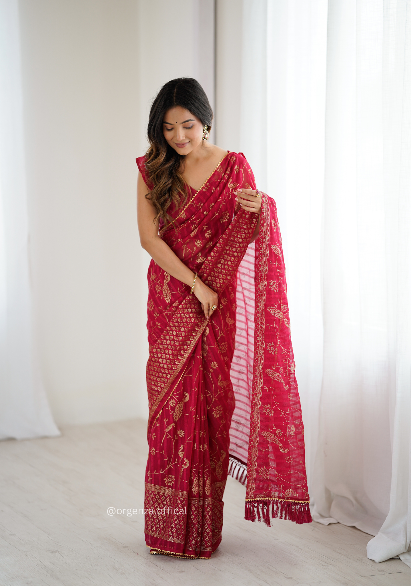 Pink Colour Georgette Silk Saree