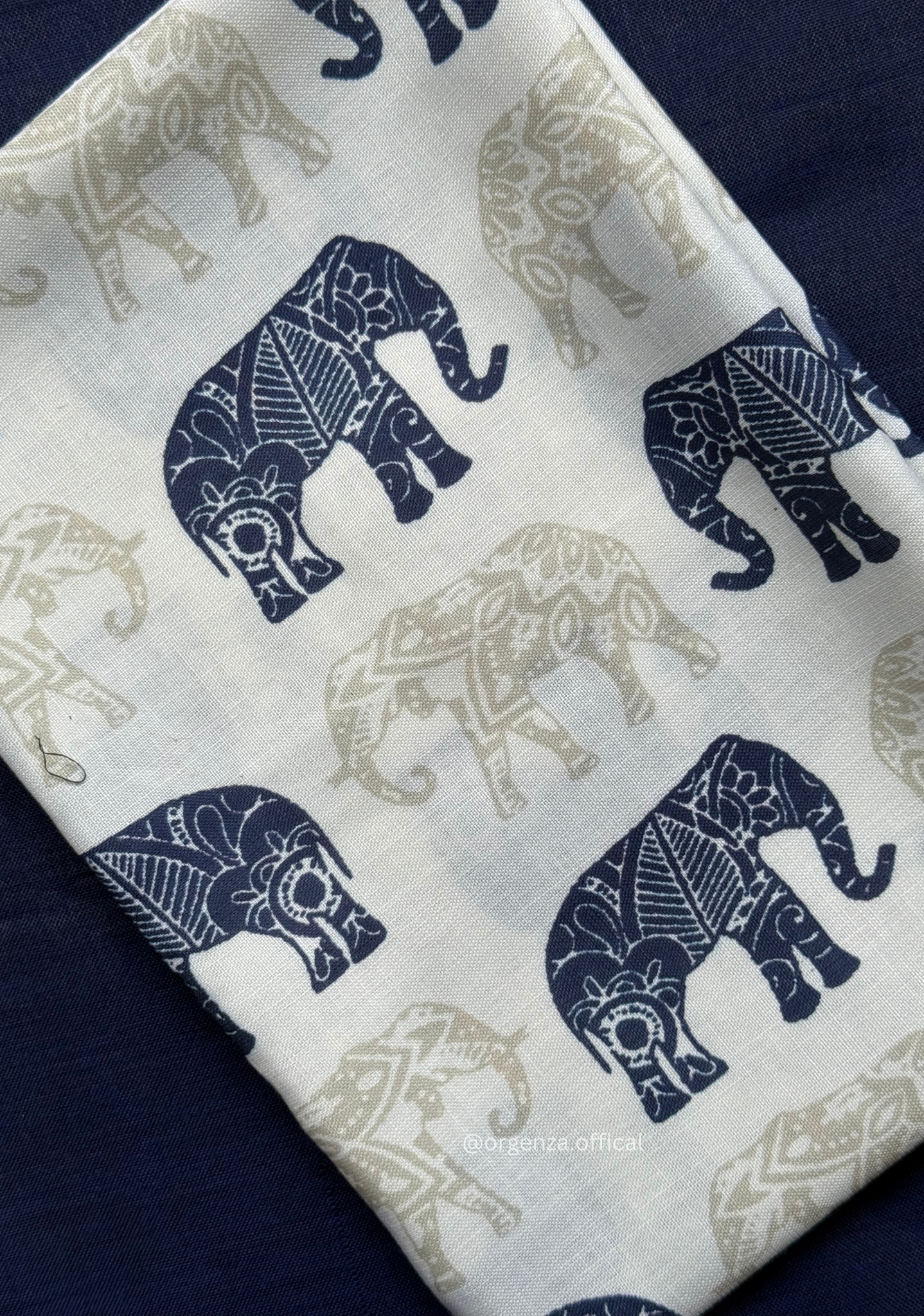 Navy Blue Colour Cotton Saree With Elephant Print Blouse