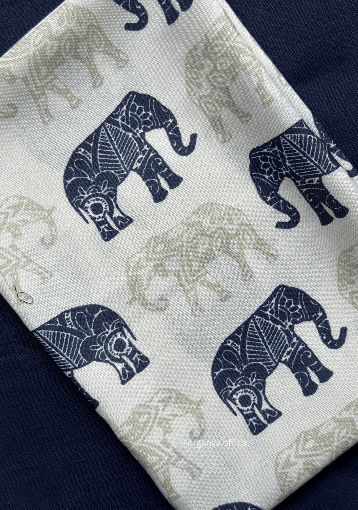 Navy Blue Colour Cotton Saree With Elephant Print Blouse - Orgenza Store - digisoch