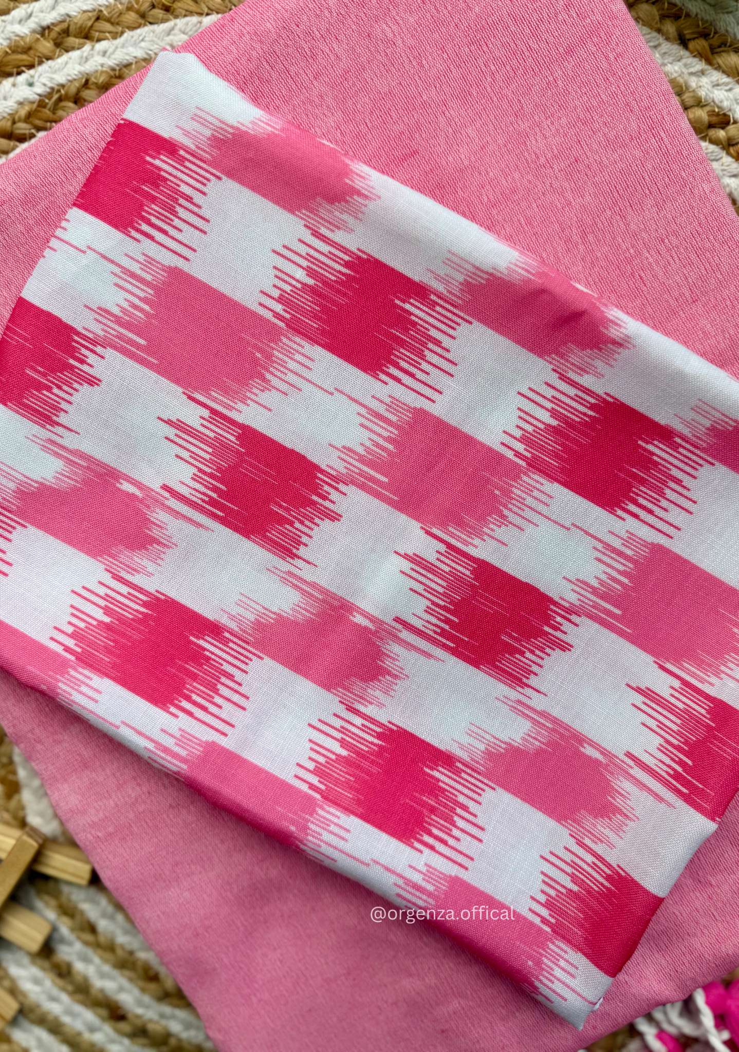 Baby Pink Colour Cotton Saree With Chex Print Blouse