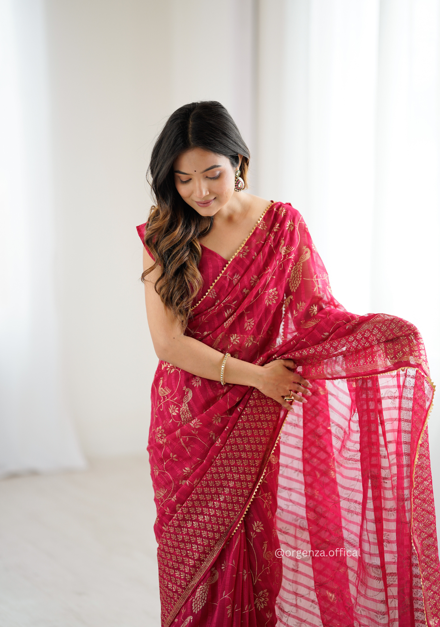 Pink Colour Georgette Silk Saree