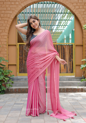 Plain Peach Colour Lining Sitara Georgette Saree - Orgenza Store - digisoch