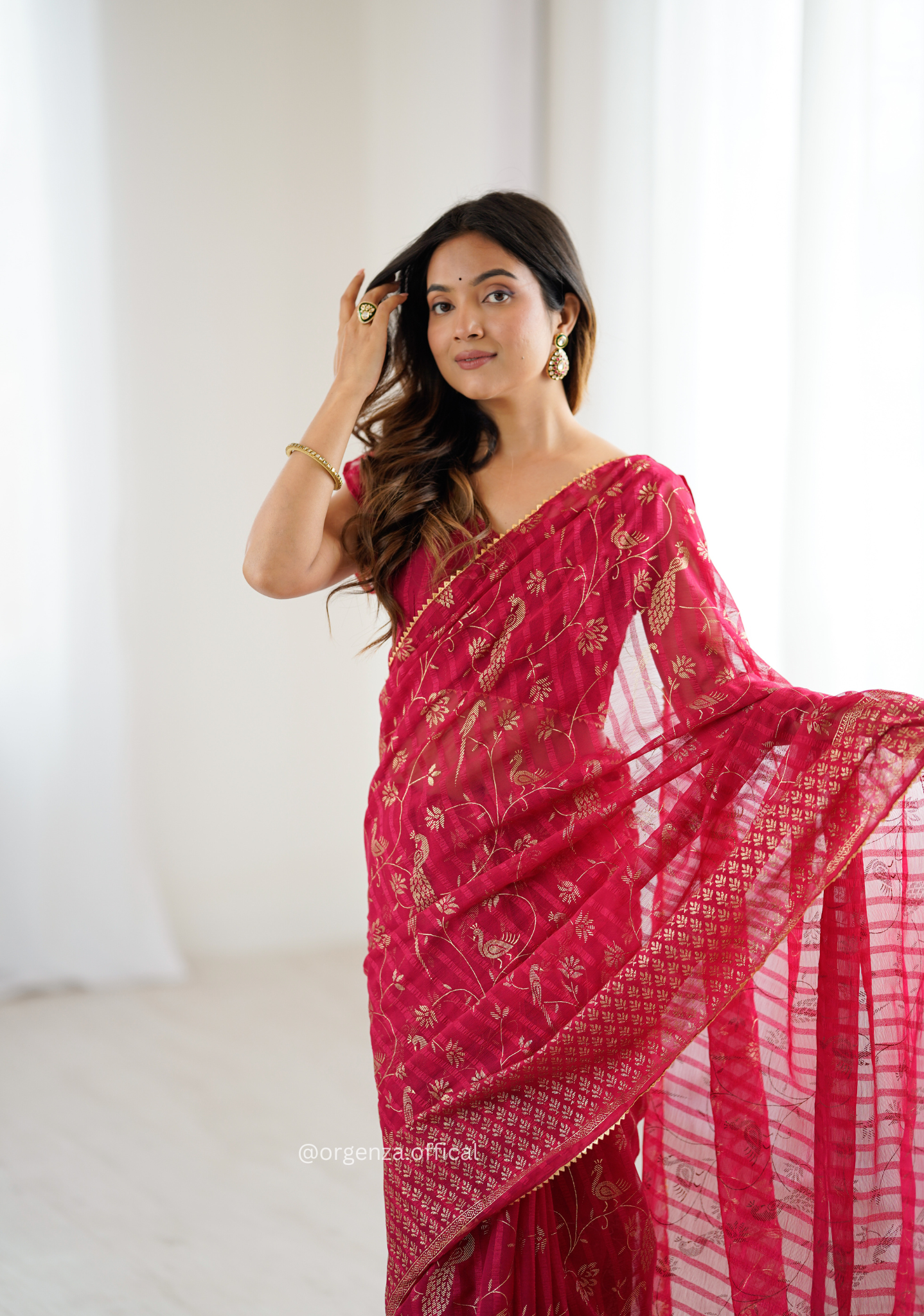 Pink Colour Georgette Silk Saree