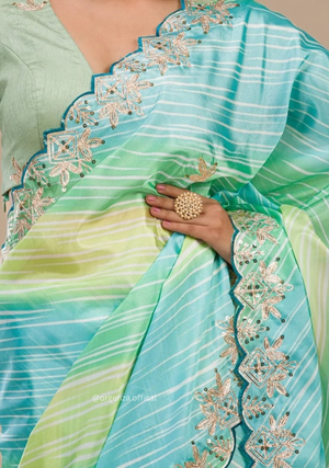 Multi Colour Chinnon Digital Print Saree - Orgenza Store - digisoch