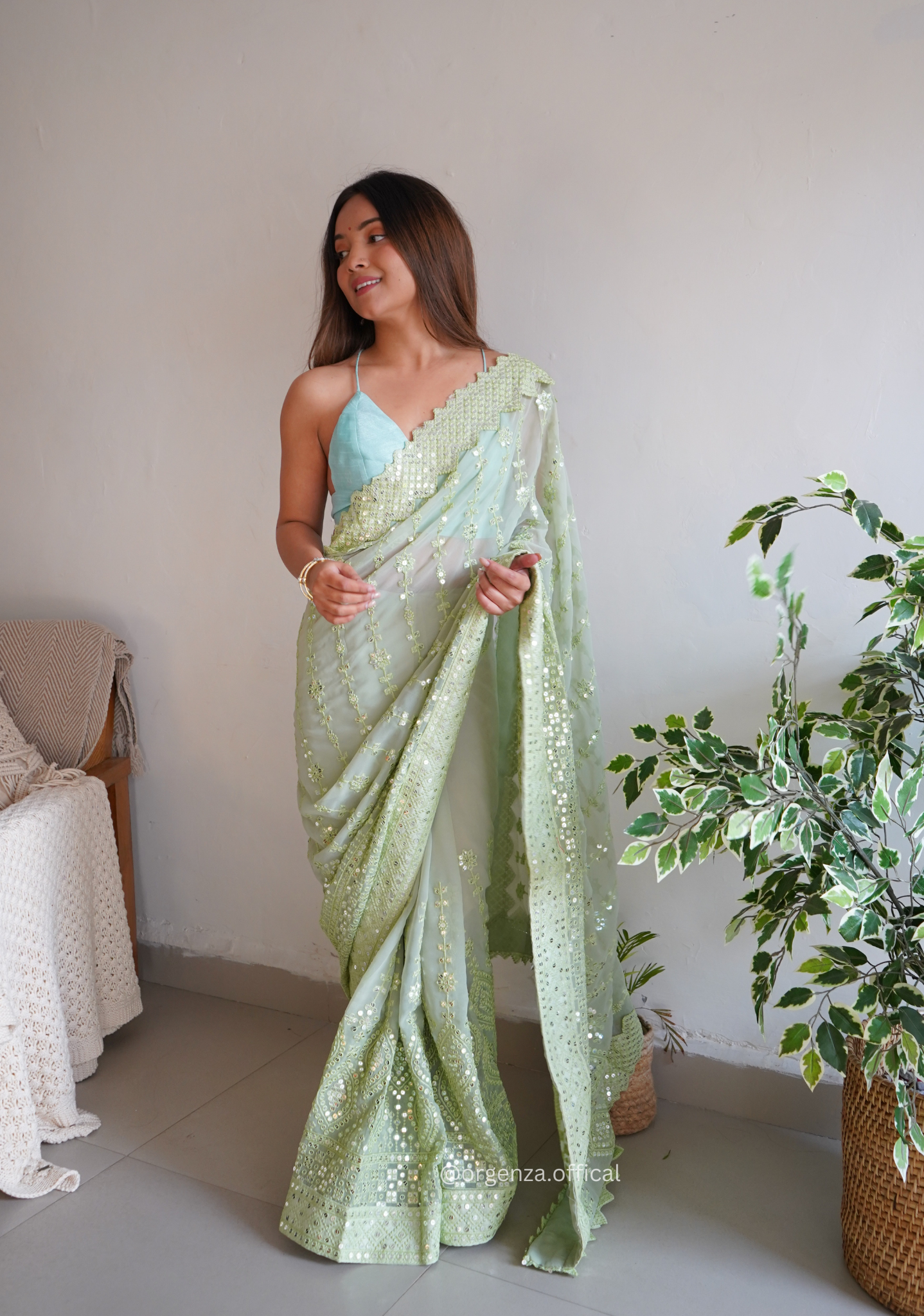 Georgette Silk Saree With Embroidery Work - Orgenza Store