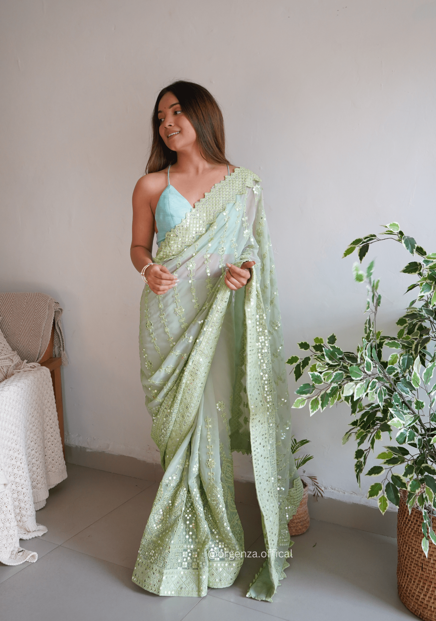 Georgette Silk Saree With Embroidery Work - Orgenza Store - digisoch