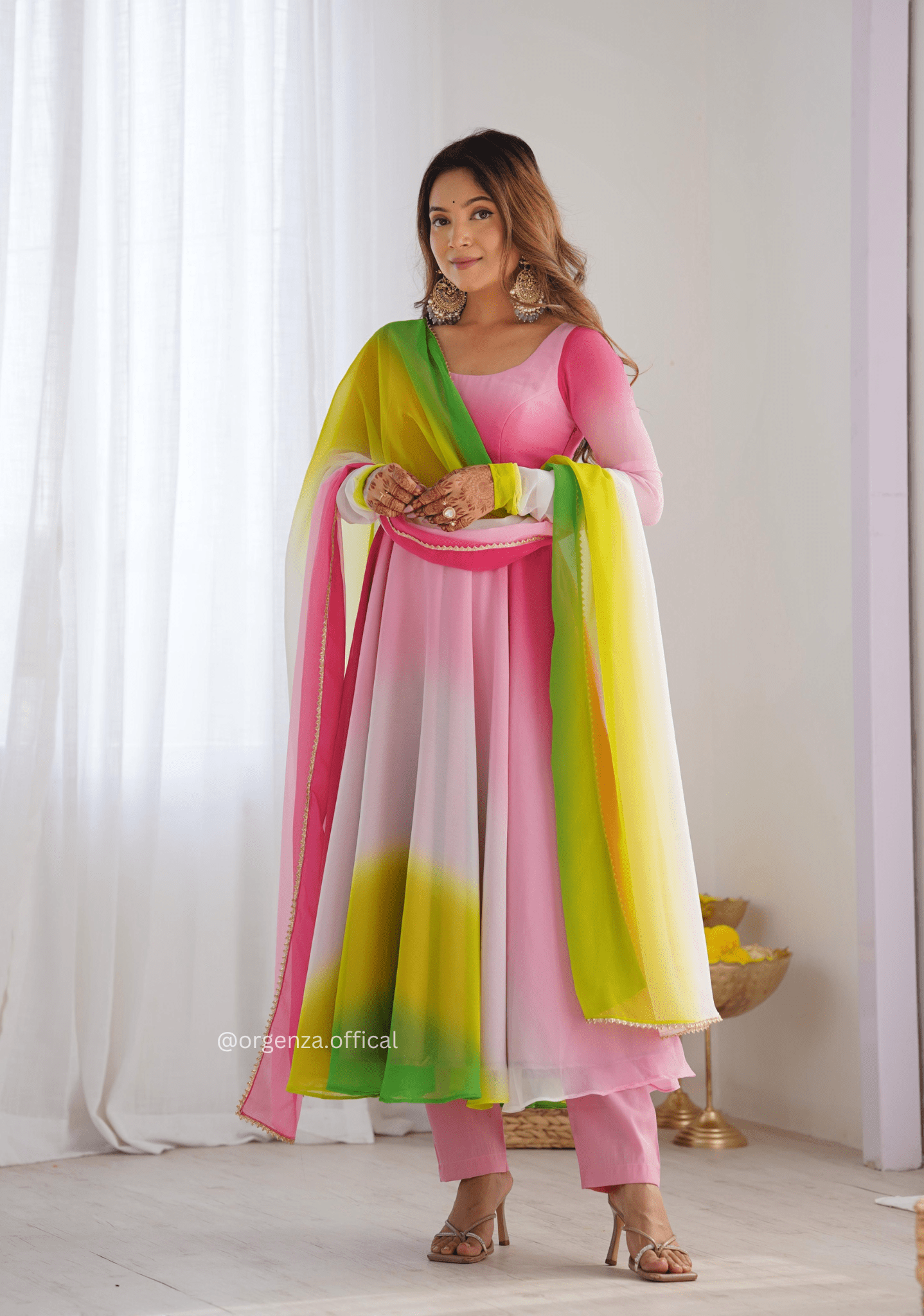 Georgette Plain Anarkali With Dupatta And Pant - Orgenza Store - digisoch