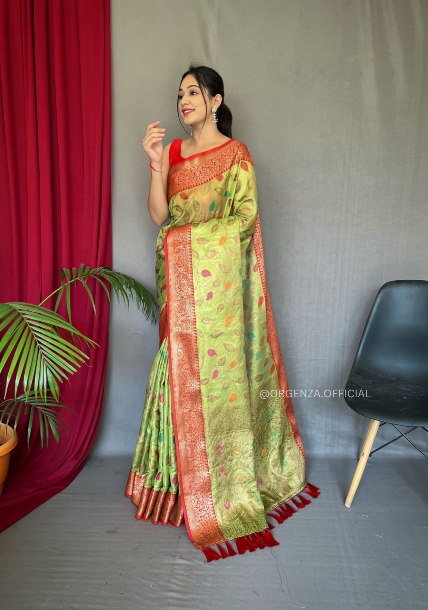 Tissue Silk Saree With Jaal Zari Weaving - Orgenza Store